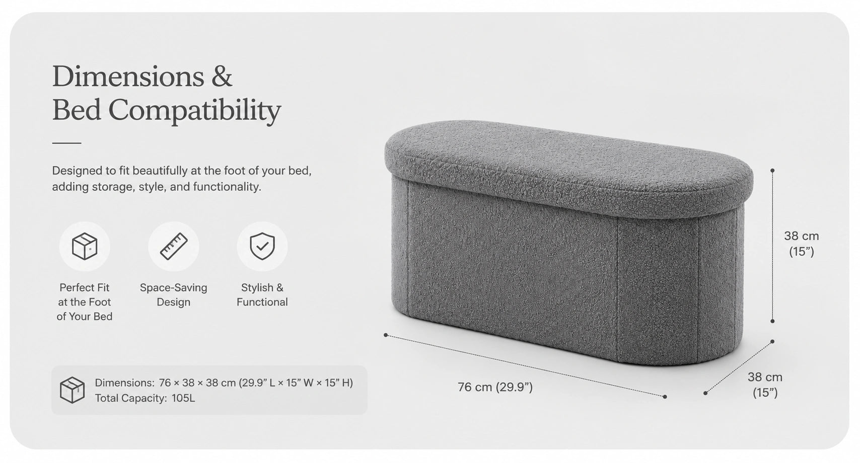Boucle Oval Storage Ottoman