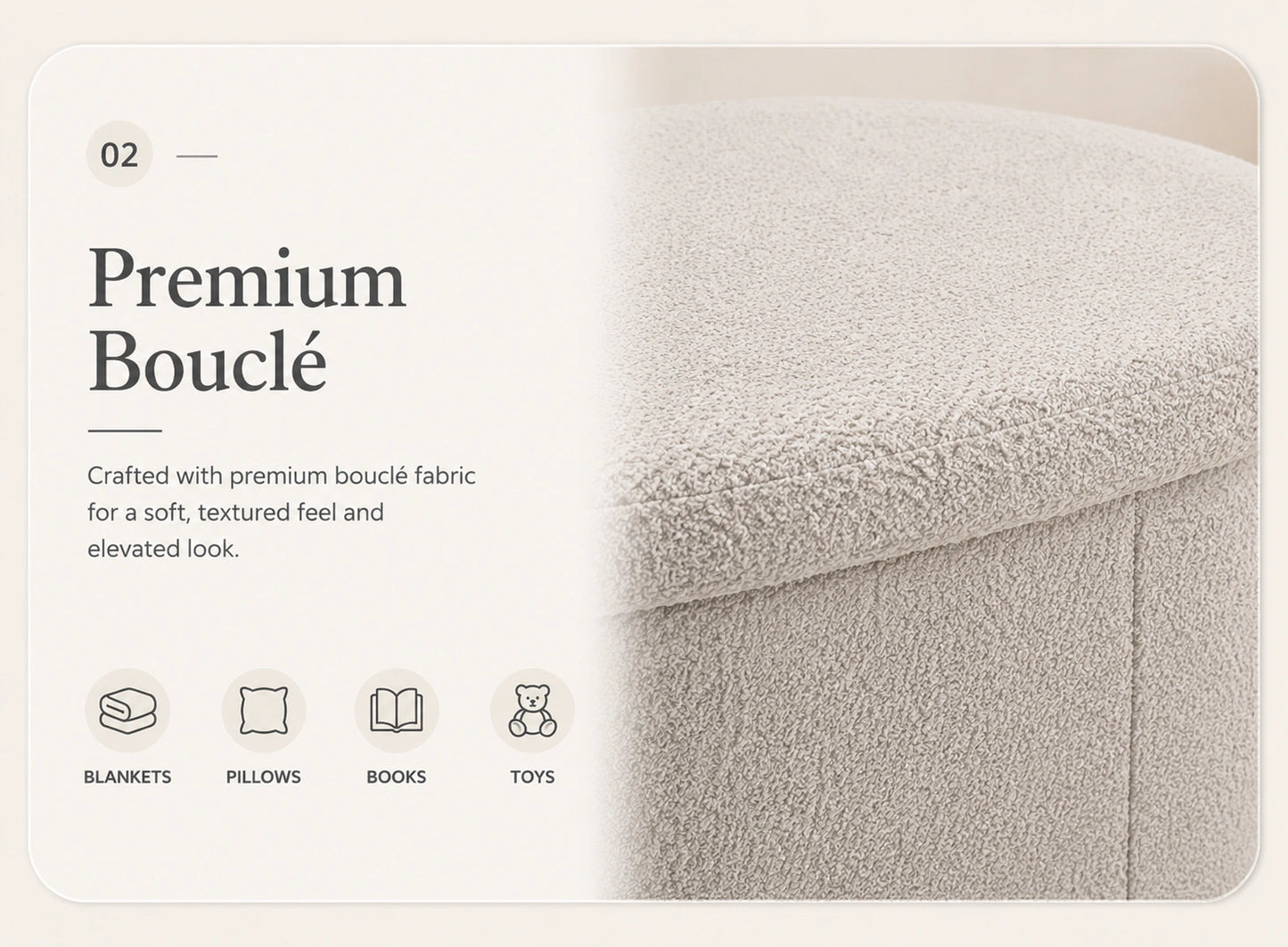 Boucle Oval Storage Ottoman