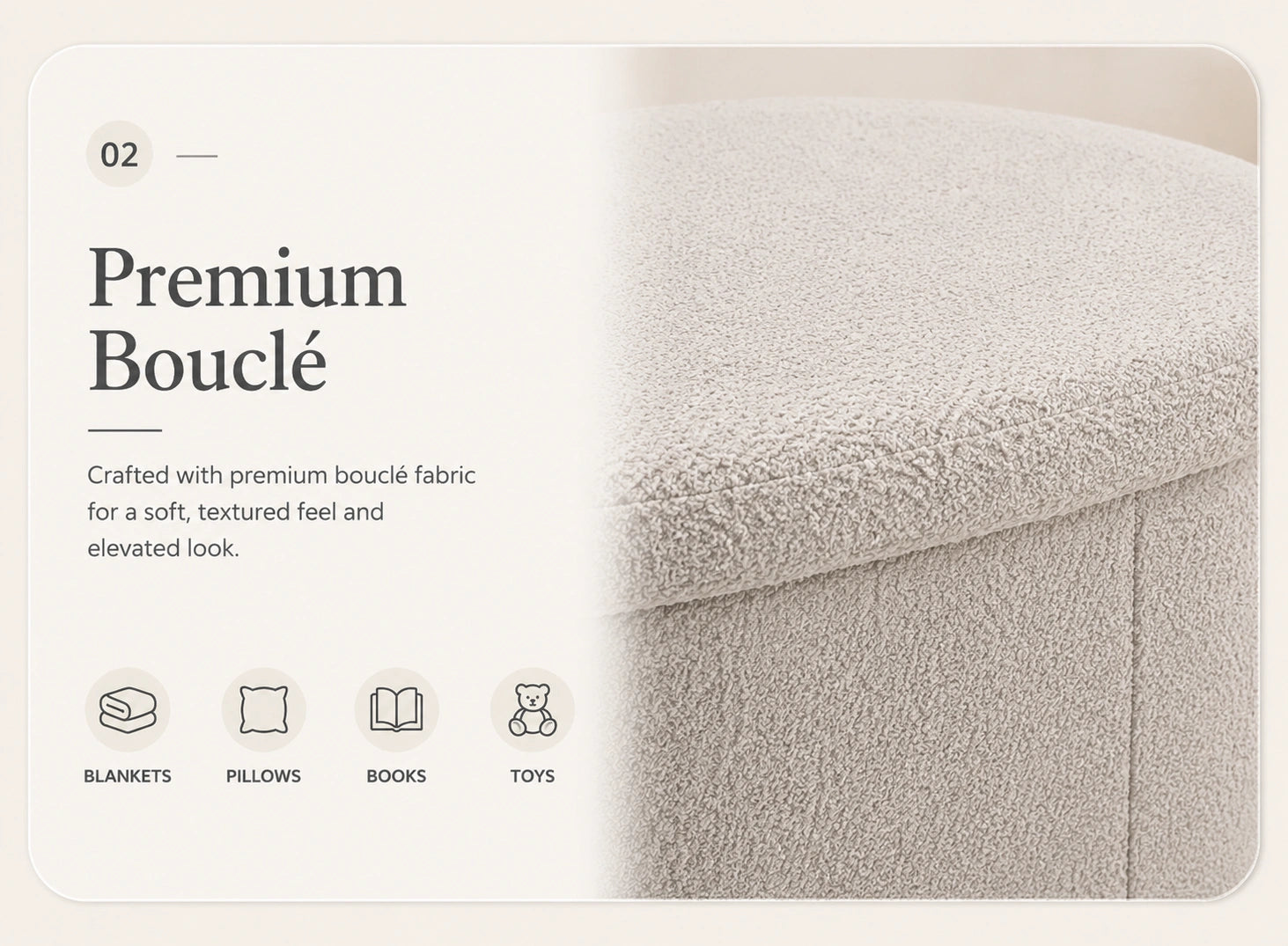 Boucle Oval Storage Ottoman