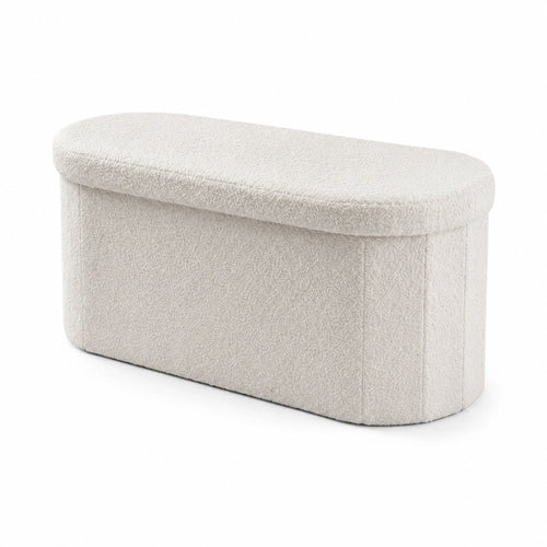 Boucle Oval Storage Ottoman