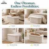 Boucle Oval Storage Ottoman